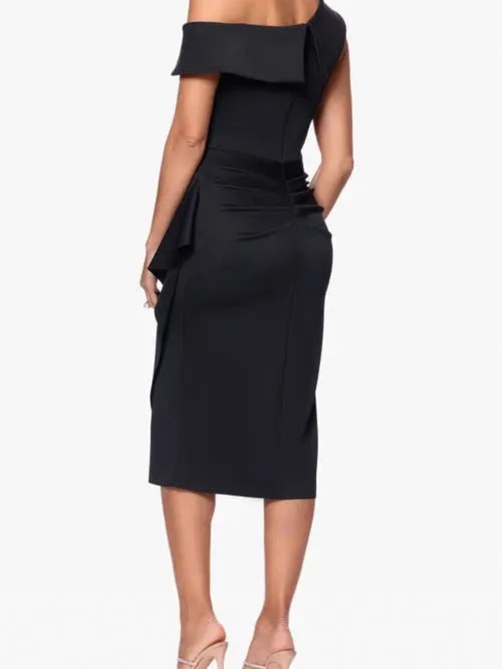 XSCAPE Off-Shoulder Ruched Midi Dress - Picture 2 of 5